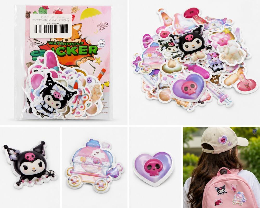50-Piece Cute Kawaii Waterproof Vinyl Sticker Pack